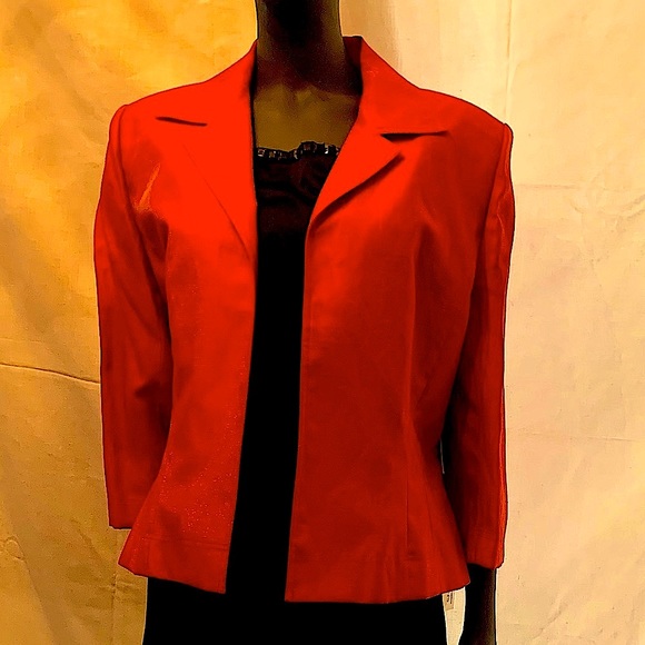 Key Unger Elegant Red Linen 70% 30%polyester Jacket - Picture 3 of 6